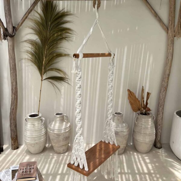 huśtawka pleciona boho z deską