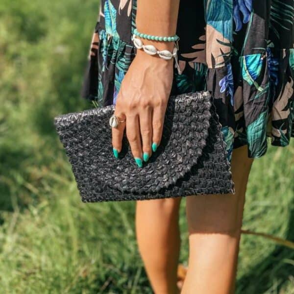 kopertówka ze słomki ciemna