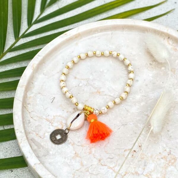 bransoletka z frędzlami pomarańczowa