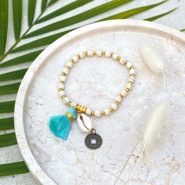 bransoletka z frędzlami niebieska