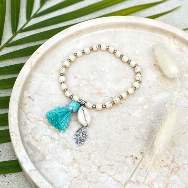 bransoletka frędzle miętowa