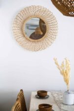 lustro kwiatek rattanowe