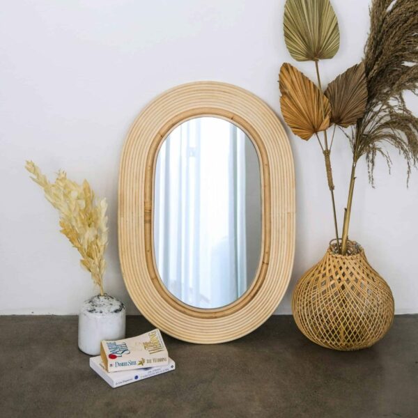 lustro rattanowe owalne
