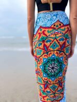 pareo chusta niebiesko pomarańczowe