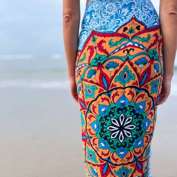 pareo chusta niebiesko pomarańczowe