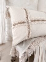 Boho Handwoven Cushion Cover with Fringes and Shells EMI Rectangular 40x60 - Image 2