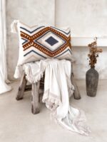 Boho Handwoven Cushion Cover with Fringes MELISA Rectangular 40x60 - Image 4