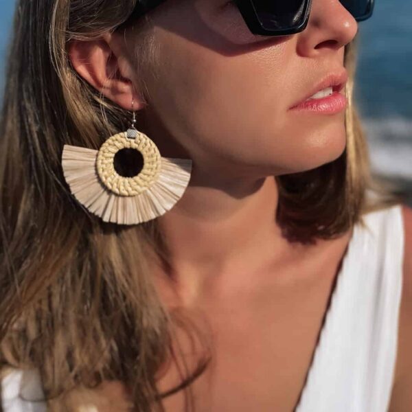 kolczyki z rattanu boho