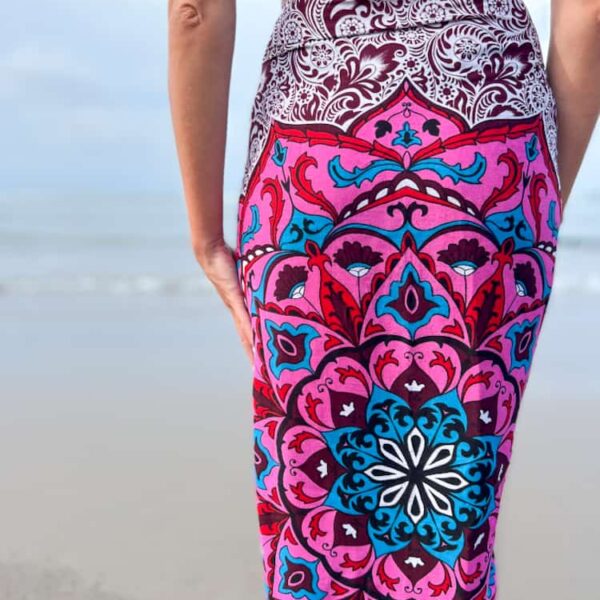 pareo plażowe różowo fioletowe