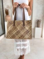 torebka shoper brązowa w kratkę