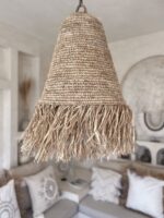 Mid-Size Fringed Rattan Ceiling Light SANTAI M | Woven Boho Lamp 50