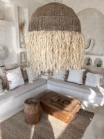 duża lampa boho z frędzlami 80cm