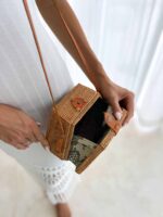 torebka rattanowa okrągła boho