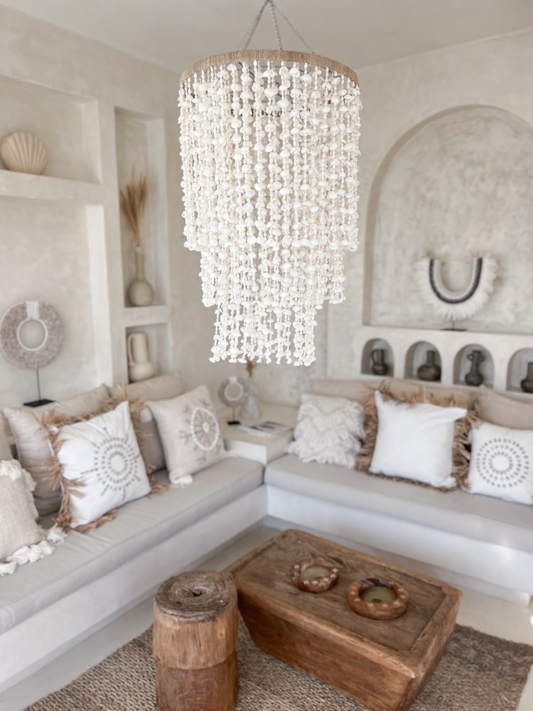 zyrandol-z-muszelek-bialy-boho (2) żyrandol lampa wisząca z muszelek
