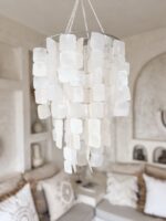 Small Mother of Pearl Chandelier CERIA | Boho Ceiling Light 30x65 - Image 2