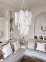 żyrandol z masy perłowej biały