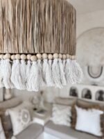 Lampa naturalna boho z pomponami
