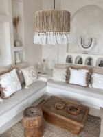 lampa z pomponami żyrandol boho