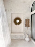 okrągłe lustro boho z frędzlami