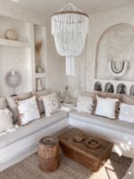 żyrandol z koralików boho biały