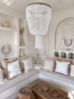 żyrandol z koralików biały