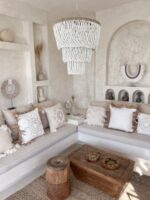 żyrandol z koralików boho biały