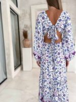 Sukienka maxi boho fioletowa długa