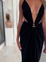 pareo multiway czarna wiązana frędzle