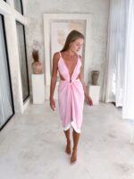 Tunika plażowa wiązana różowa