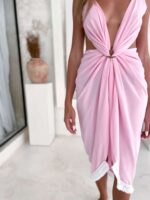 różowa tunika plażowa multiway